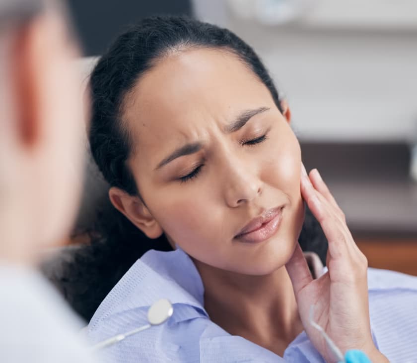 Patient receiving TMJ and TMD therapy for jaw pain relief